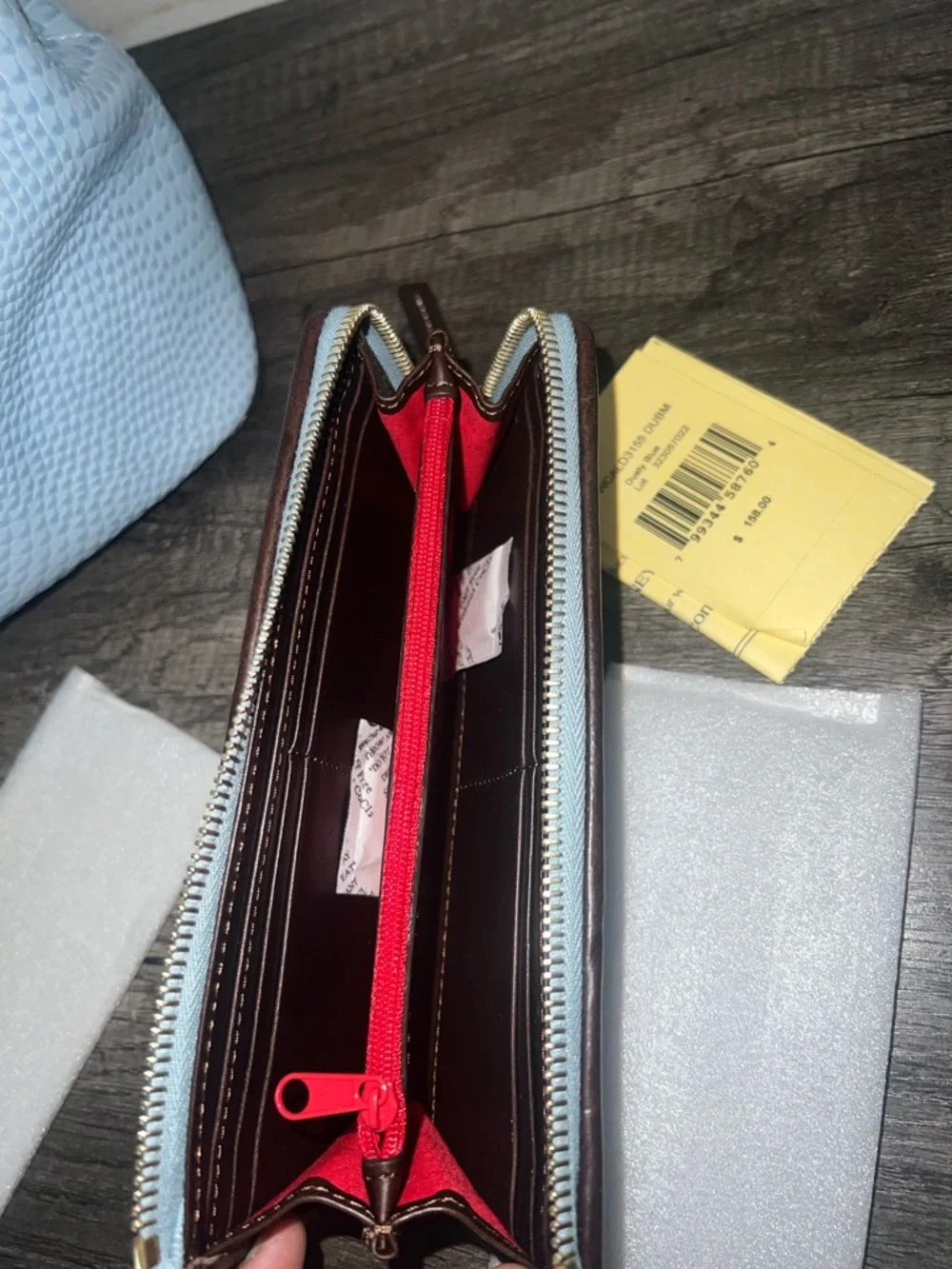 Dooney & Bourke Dusty Blue Textured Tote and Wallet Set - Picture 13 of 13